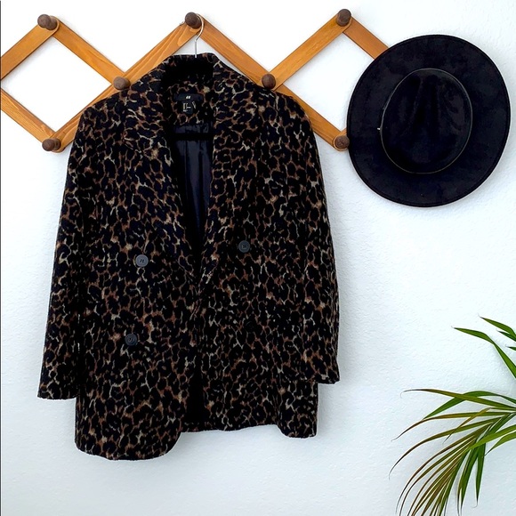 H&M Jackets & Blazers - H&M Leopard Print Pea Coat